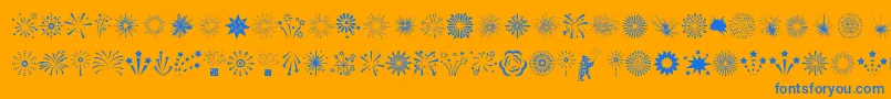 Fireworks Font – Blue Fonts on Orange Background