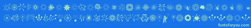 Fireworks-Schriftart – Grüne Schriften auf blauem Hintergrund