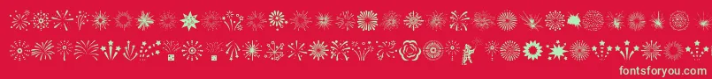 Fireworks-Schriftart – Grüne Schriften auf rotem Hintergrund