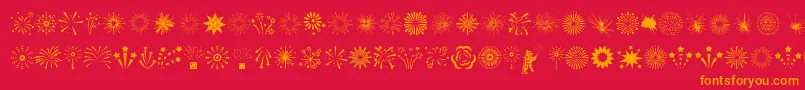 フォントFireworks – 赤い背景にオレンジの文字