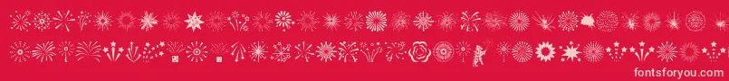 Fireworks-Schriftart – Rosa Schriften auf rotem Hintergrund