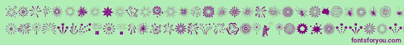 Fireworks Font – Purple Fonts on Green Background