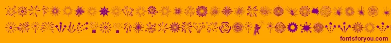 Fireworks-Schriftart – Violette Schriften auf orangefarbenem Hintergrund