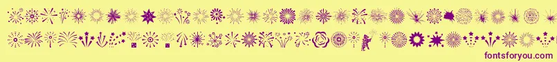 Fireworks Font – Purple Fonts on Yellow Background