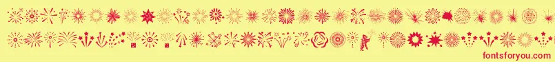 Fireworks-Schriftart – Rote Schriften auf gelbem Hintergrund