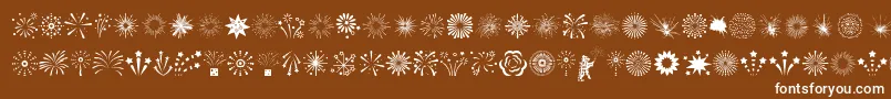 Fireworks-Schriftart – Weiße Schriften auf braunem Hintergrund