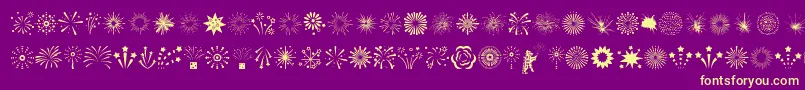 Fireworks-Schriftart – Gelbe Schriften auf violettem Hintergrund