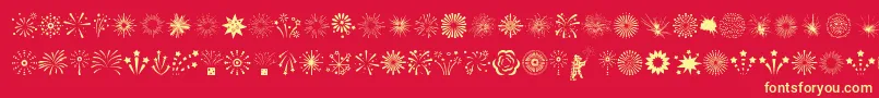 Fireworks-Schriftart – Gelbe Schriften auf rotem Hintergrund