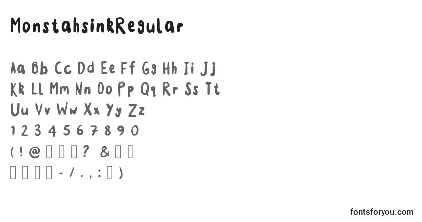 A fonte MonstahsinkRegular – alfabeto, números, caracteres especiais