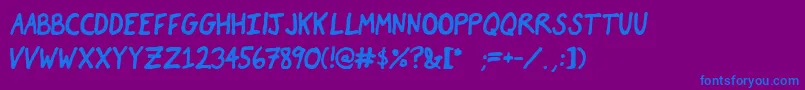 フォントComicJames – 紫色の背景に青い文字