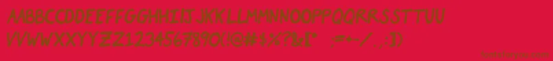 フォントComicJames – 赤い背景に茶色の文字