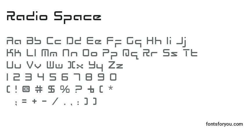 Schriftart Radio Space – Alphabet, Zahlen, spezielle Symbole