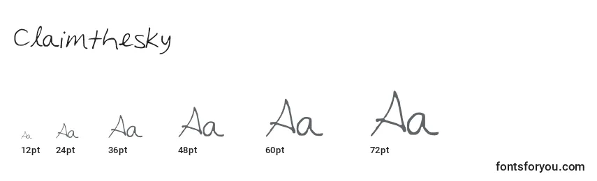 sizes of claimthesky font, claimthesky sizes