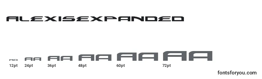 sizes of alexisexpanded font, alexisexpanded sizes