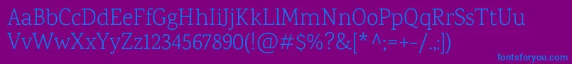 KarmaLight Font – Blue Fonts on Purple Background