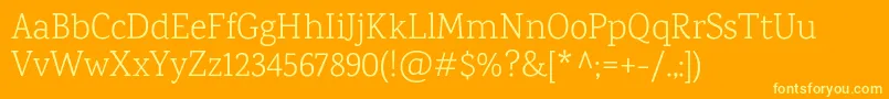 KarmaLight-Schriftart – Gelbe Schriften auf orangefarbenem Hintergrund