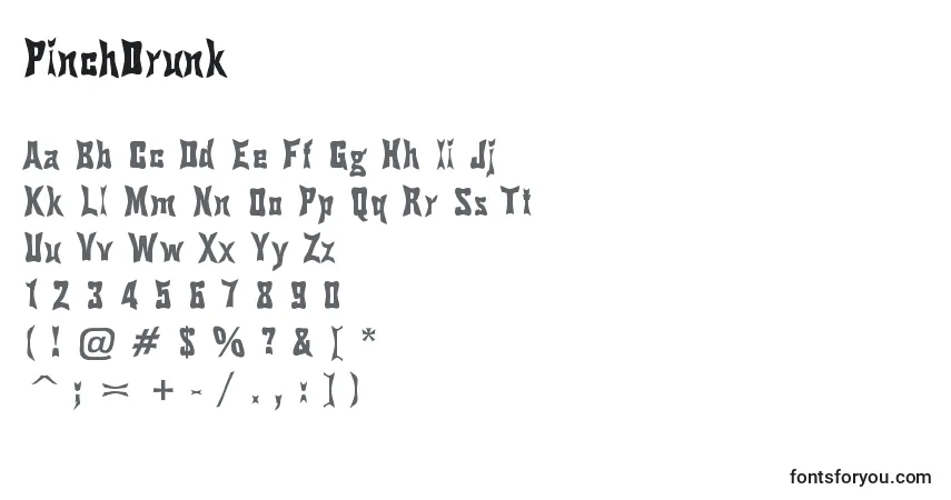 PinchDrunk-fontti – aakkoset, numerot, erikoismerkit