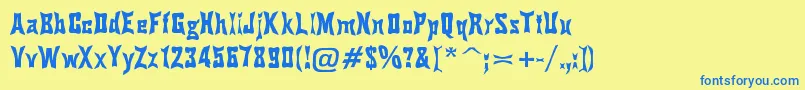 PinchDrunk-Schriftart – Blaue Schriften auf gelbem Hintergrund