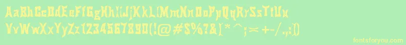 PinchDrunk-fontti – keltaiset fontit vihreällä taustalla