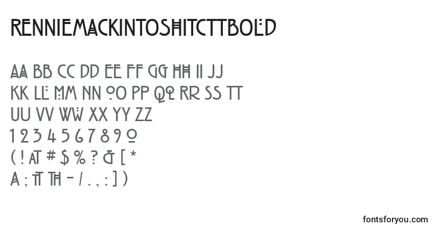 A fonte RenniemackintoshitcTtBold – alfabeto, números, caracteres especiais