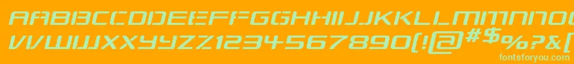 RepublikapsExpItalic-Schriftart – Grüne Schriften auf orangefarbenem Hintergrund