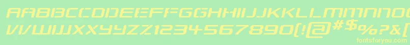 フォントRepublikapsExpItalic – 黄色の文字が緑の背景にあります