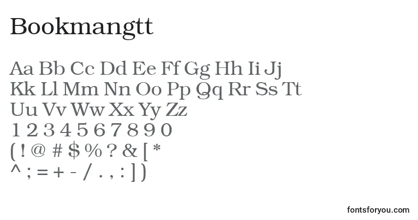 Schriftart Bookmangtt – Alphabet, Zahlen, spezielle Symbole