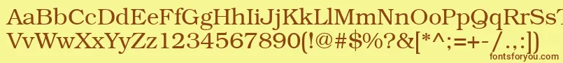 Bookmangtt-Schriftart – Braune Schriften auf gelbem Hintergrund