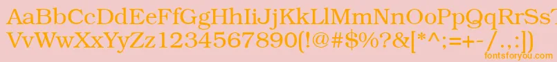Bookmangtt-Schriftart – Orangefarbene Schriften auf rosa Hintergrund