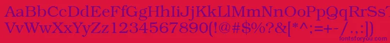 Czcionka Bookmangtt – fioletowe czcionki na czerwonym tle