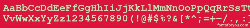 フォントTexgyrecursorBold – 赤い背景に緑の文字