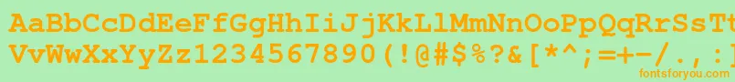 フォントTexgyrecursorBold – オレンジの文字が緑の背景にあります。