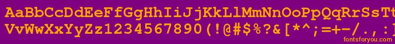 フォントTexgyrecursorBold – 紫色の背景にオレンジのフォント