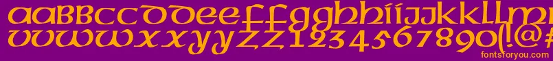 Megenc-fontti – oranssit fontit violetilla taustalla