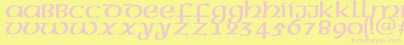 Megenc-fontti – vaaleanpunaiset fontit keltaisella taustalla