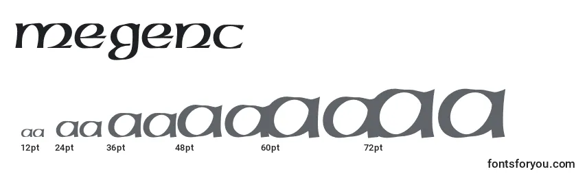 Размеры шрифта Megenc