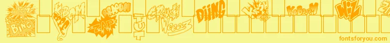 Fonte Onomatovlam – fontes laranjas em um fundo amarelo