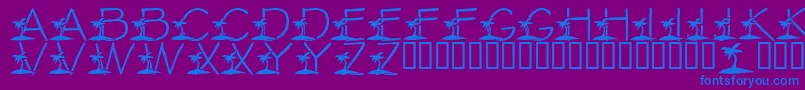 フォントLmsTropicalIslandDream – 紫色の背景に青い文字