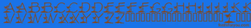 LmsTropicalIslandDream-Schriftart – Braune Schriften auf blauem Hintergrund