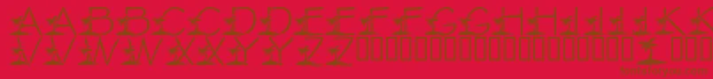 LmsTropicalIslandDream-Schriftart – Braune Schriften auf rotem Hintergrund