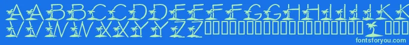 LmsTropicalIslandDream-fontti – vihreät fontit sinisellä taustalla