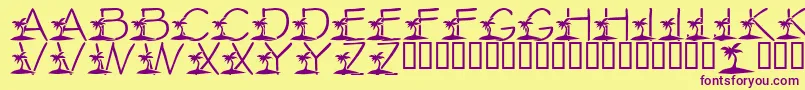 LmsTropicalIslandDream-fontti – violetit fontit keltaisella taustalla