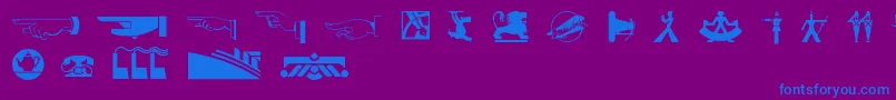 Decodingbatsnf-fontti – siniset fontit violetilla taustalla