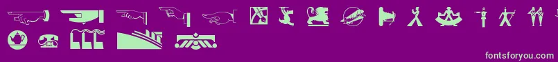 フォントDecodingbatsnf – 紫の背景に緑のフォント