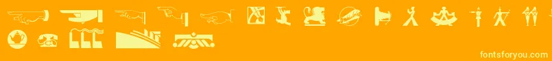 Decodingbatsnf-Schriftart – Gelbe Schriften auf orangefarbenem Hintergrund