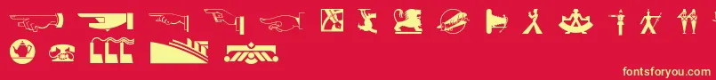 Decodingbatsnf-fontti – keltaiset fontit punaisella taustalla