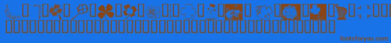 フォントKrIrishKat3 – 茶色の文字が青い背景にあります。
