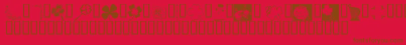 フォントKrIrishKat3 – 赤い背景に茶色の文字