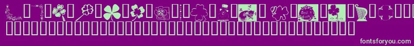 フォントKrIrishKat3 – 紫の背景に緑のフォント