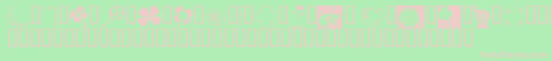 KrIrishKat3-fontti – vaaleanpunaiset fontit vihreällä taustalla